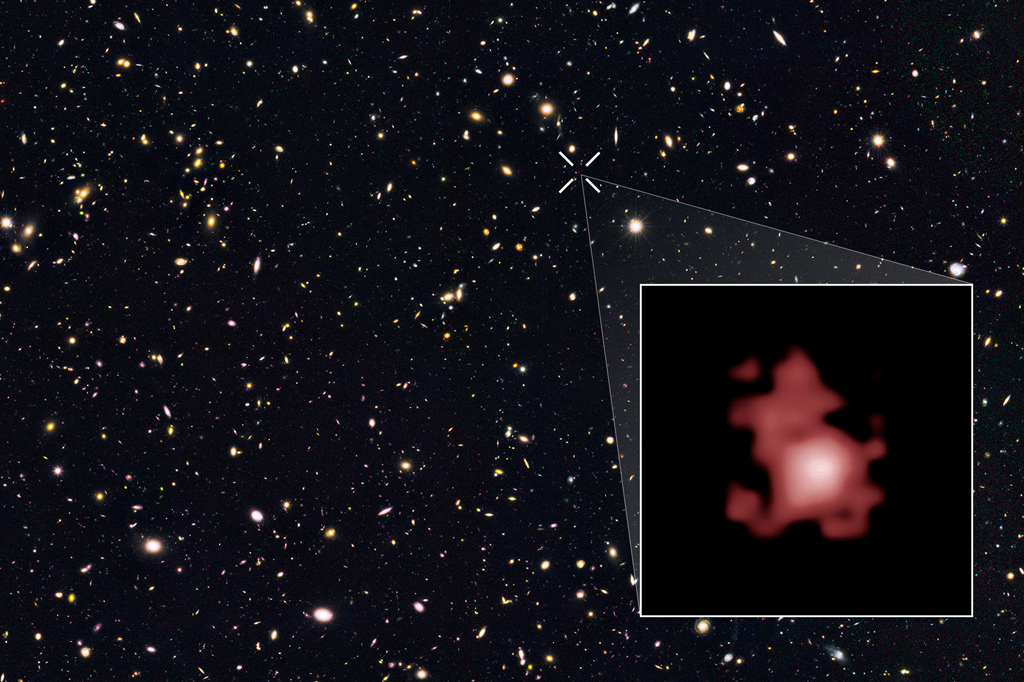 Imagem da galáxia GN-z11 – a mais velha já identificada pela ciência.