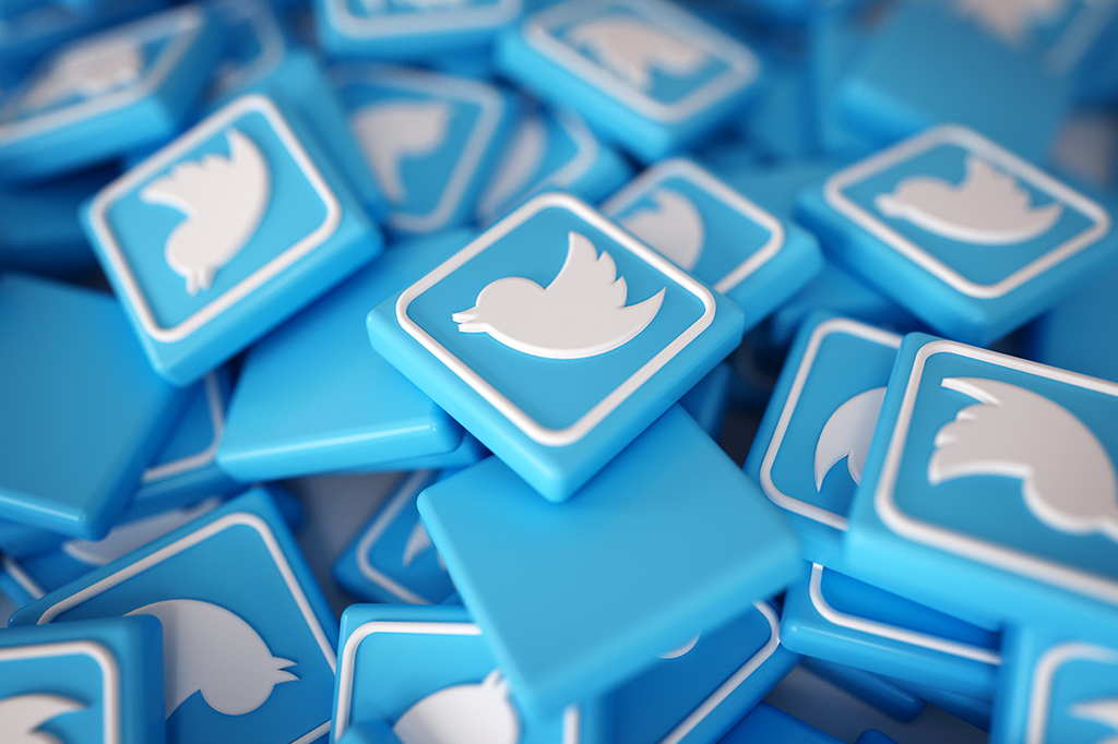 Logos do Twitter em 3D.