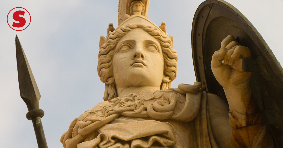 Estátua da estátua de Atena. a deusa da sabedoria.