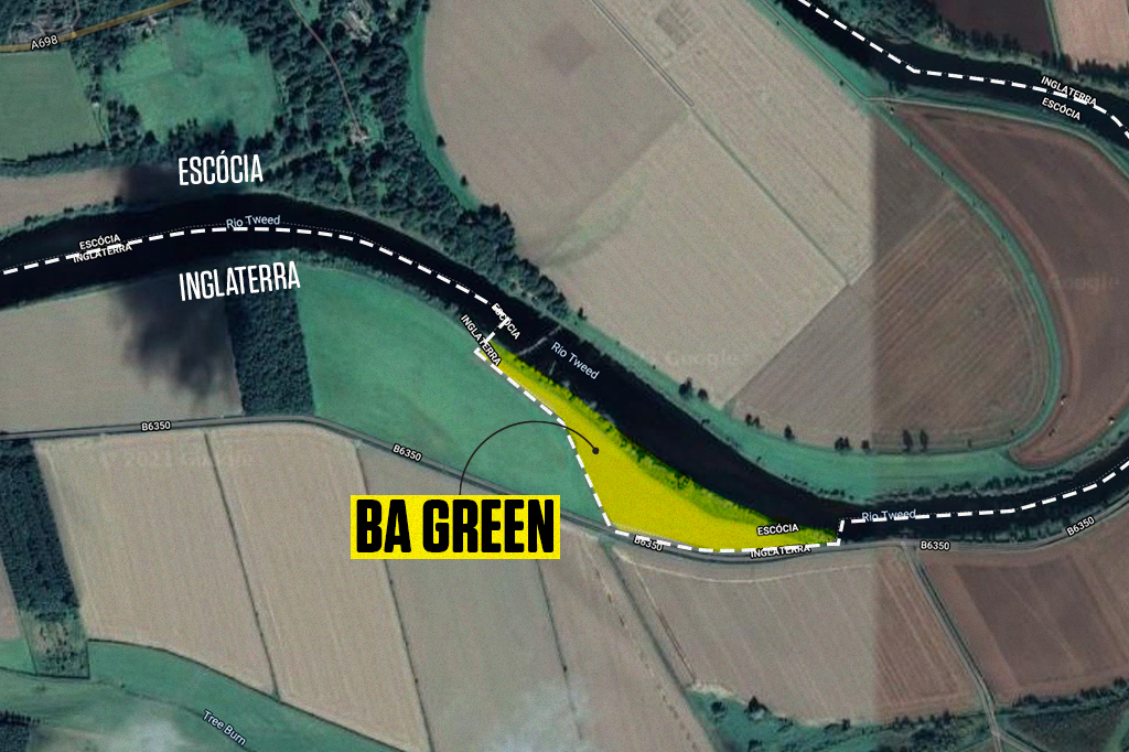 Mapa com destaque para o território de Ba Green.