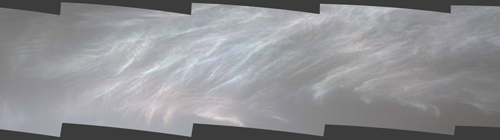 Foto de nuvens capturadas em Marte pelo rover Curiosity.