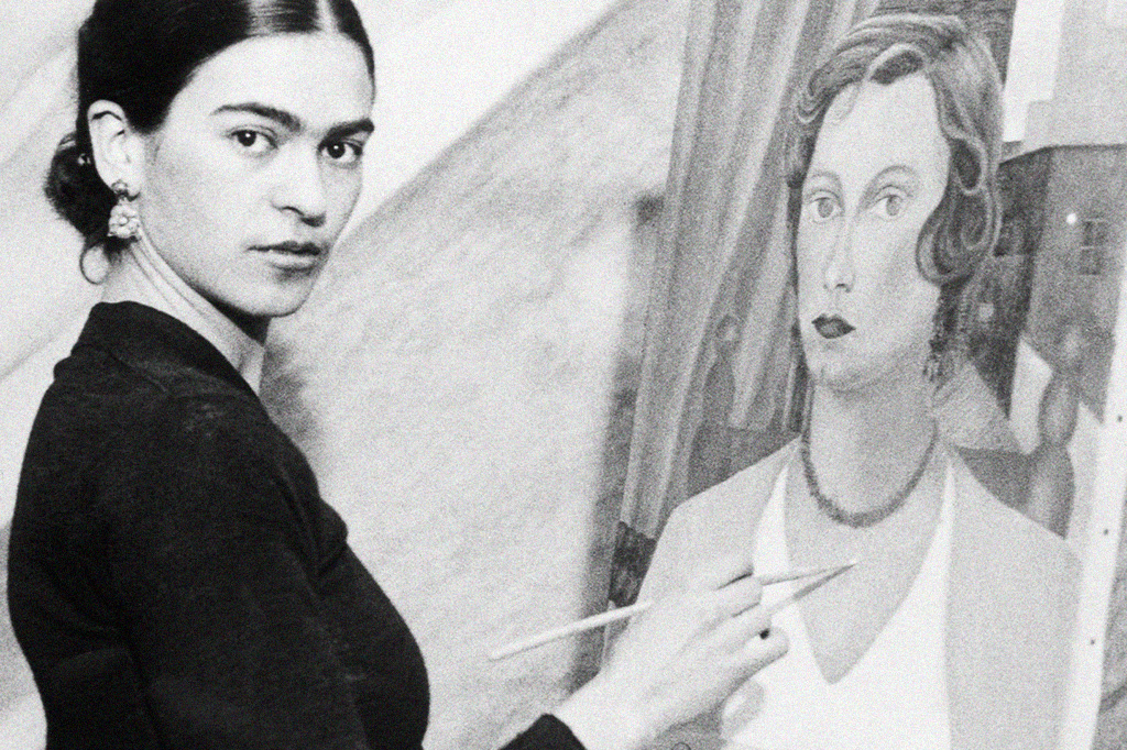 Frida Kahlo pintando.