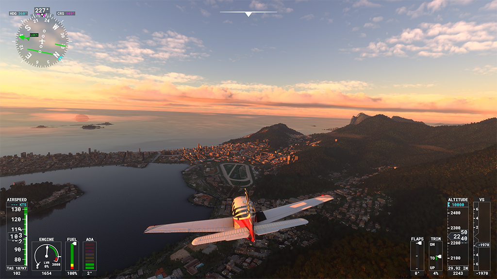 Cena do jogo Flight Simulator.