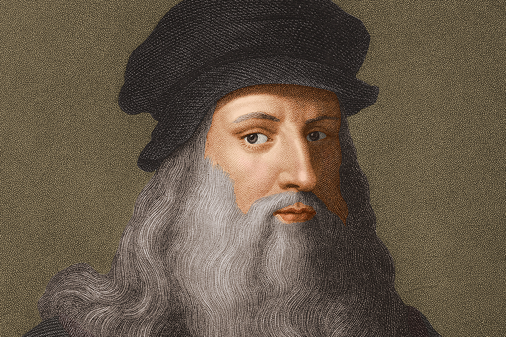 Retrato ilustrado de Leonardo Da Vinci.