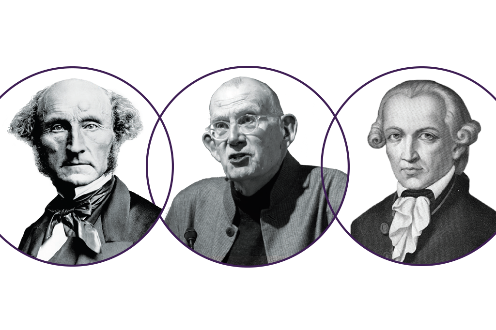 John Stuart Mill, T. M. Scanlon e Immanuel Kant.