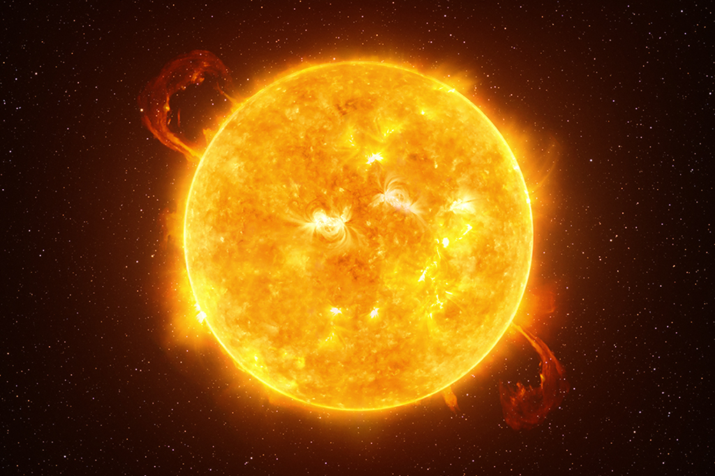 Illustrazione del sole nello spazio.