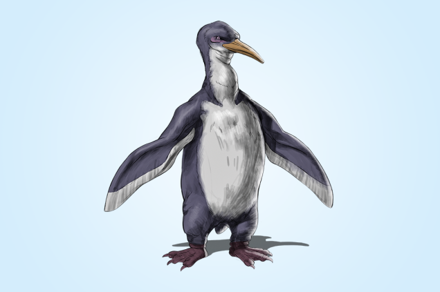 Anthropornis nordenskjoeldi (45 a 33 Ma): Antes de ser dominada pelos pinguins atuais, a Antártida abrigava espécies gigantes. Este media 1,8 metros e pesava 90 kg