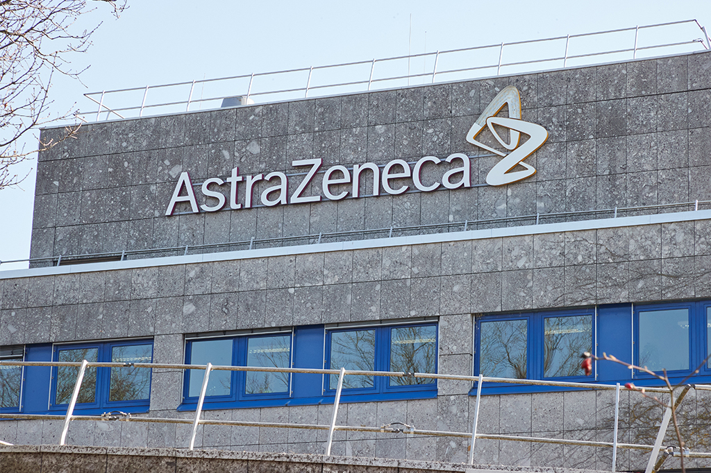 Fachada do prédio da farmacêutica AstraZeneca.