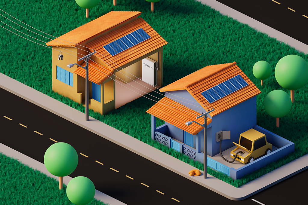 Para aproveitar bem as energias solar e eólica, é preciso ter como guardá-las. Isso pode ser feito com baterias domésticas, como a Tesla Powerwall, ou até usando um carro elétrico como armazenamento adicional.