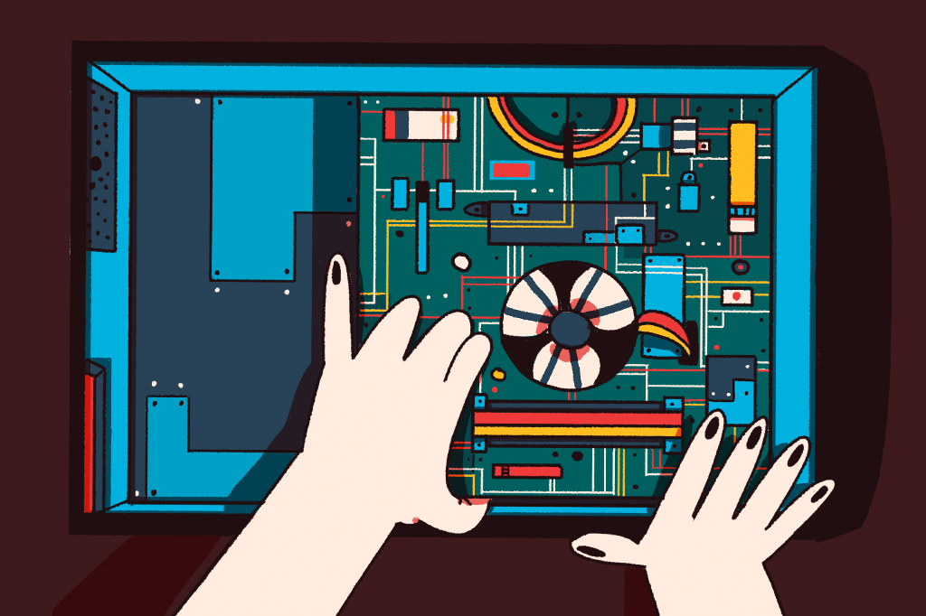 Ilustração da placa mãe de um computador.