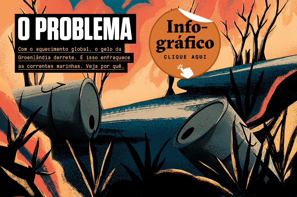 Ilustração de floresta pegando fogo com galões de petróleo.