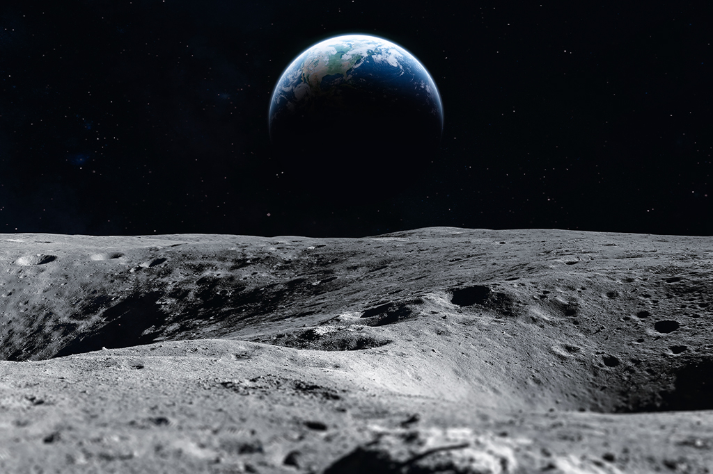 Ilustração da Terra vista da Lua.