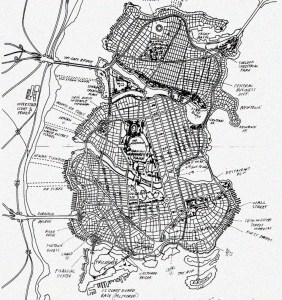 Ilustração do mapa de Gotham.