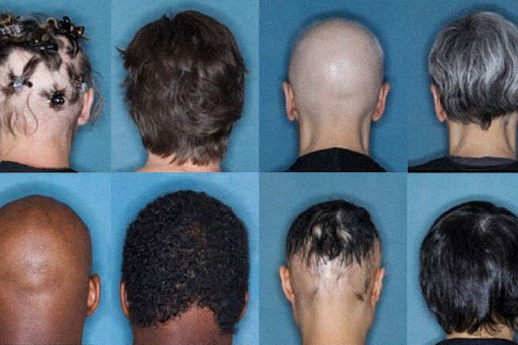 Antes e depois mostrando a restauração de cabelo por tratamento em pessoas com alopecia.