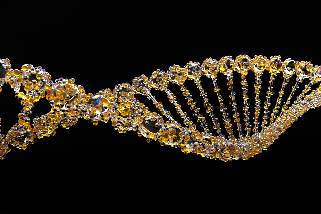 Ilustração 3D de fita de DNA.