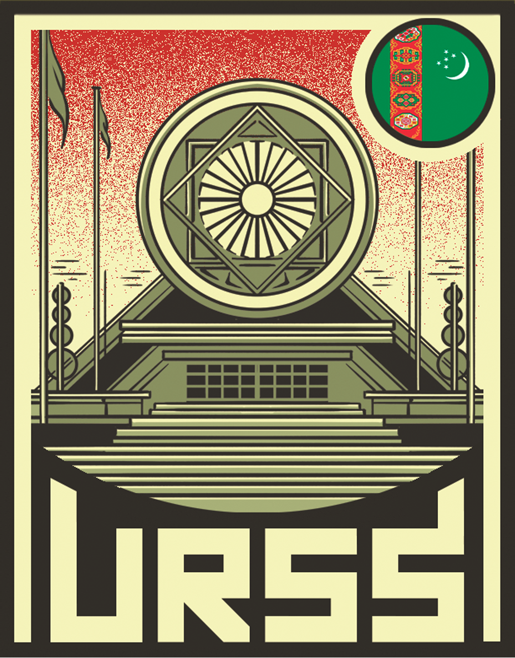 Ilustração do palácio da Felicidade em Ashgabat, no Turcomenistão.