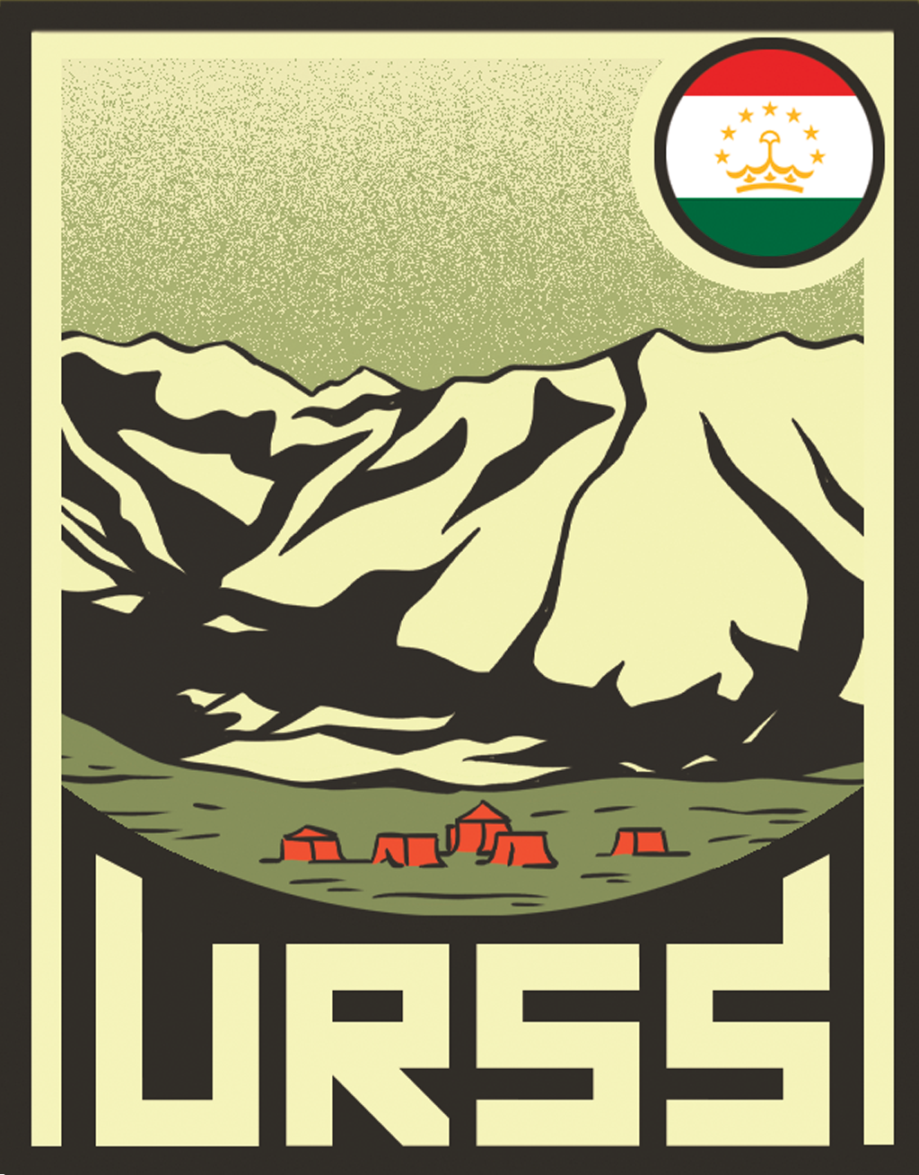 Ilustração do pico Ismail Samani, o mais alto do Tajiquistão (7.495 metros).