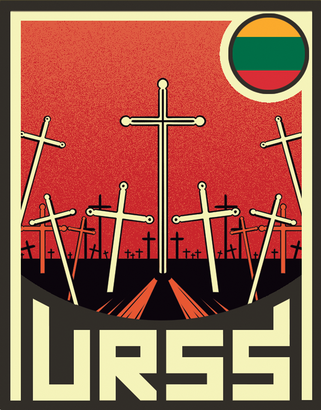 Ilustração da Colina das Cruzes, na Lituânia.