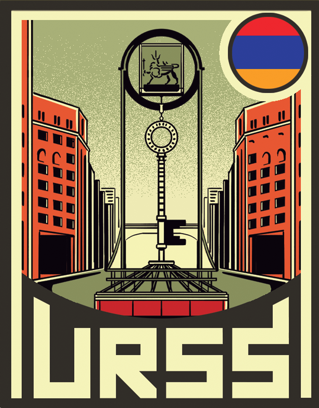 Ilustração da vista da capital, Yerevan, na Armênia.