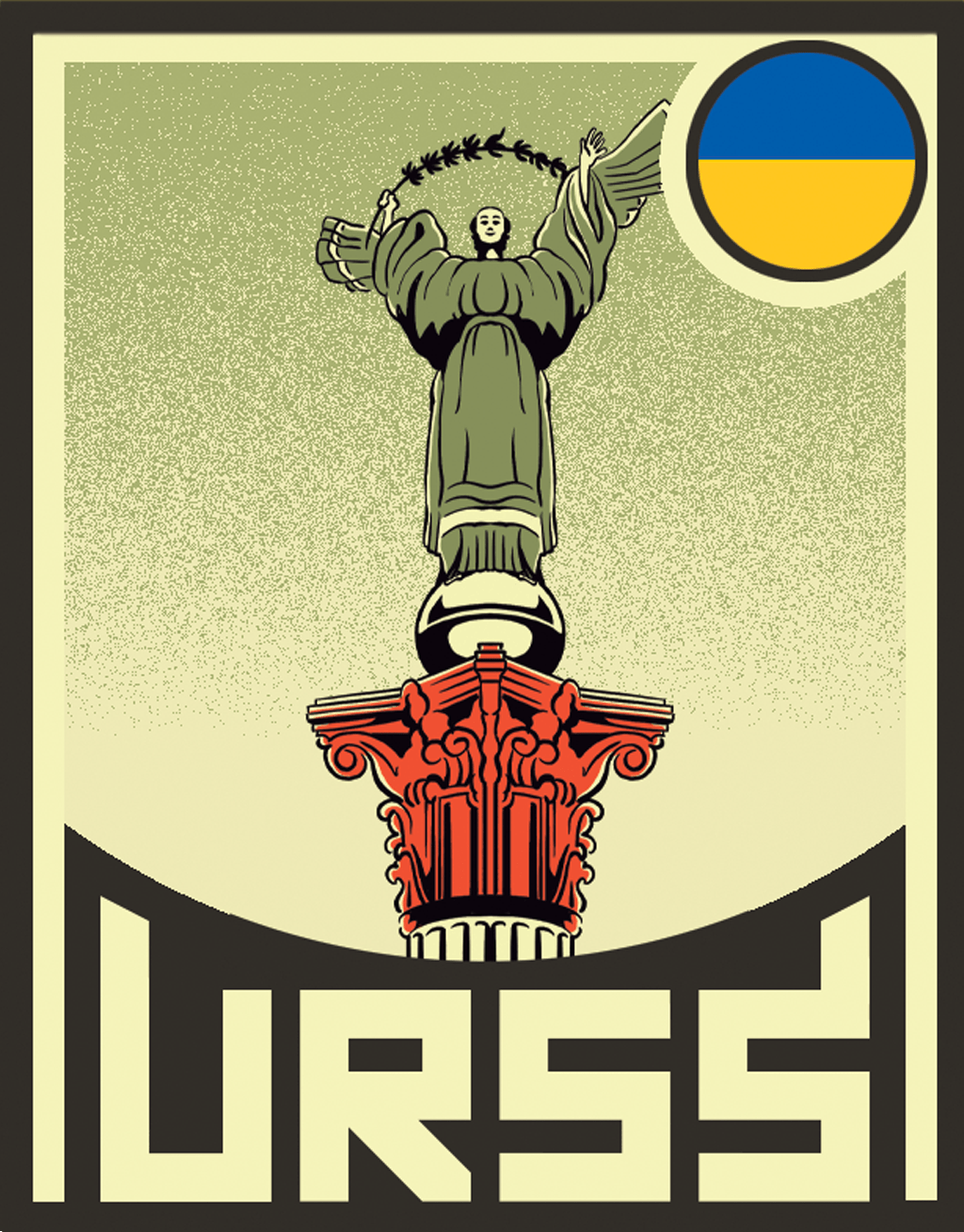 Ilustração da estátua no centro da Praça da Independência, em Kiev.