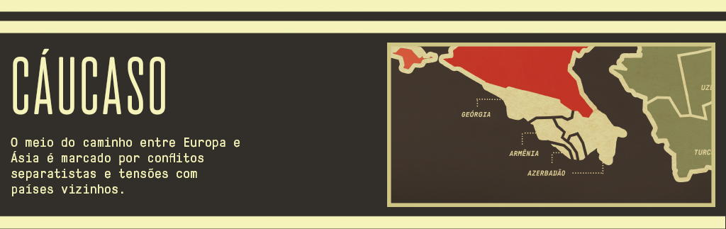 Banner com o mapa dos países do Cáucaso.