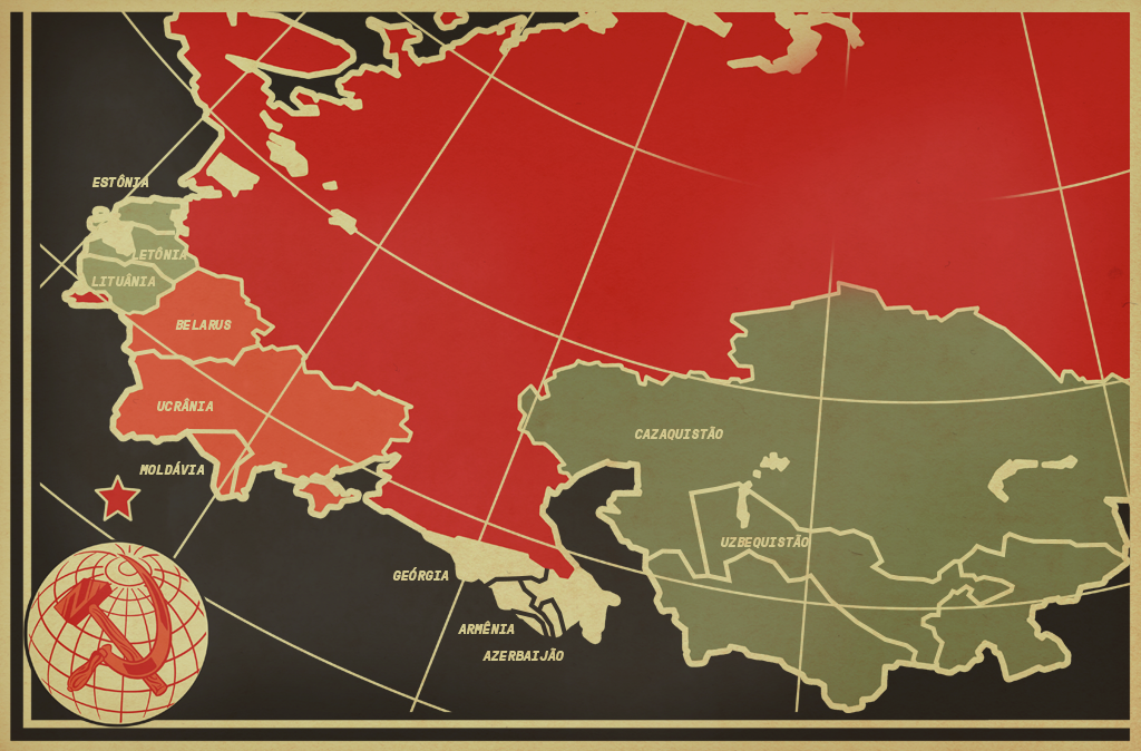 Ilustração do mapa da URSS.