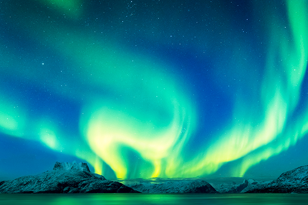 Foto de uma aurora boreal.