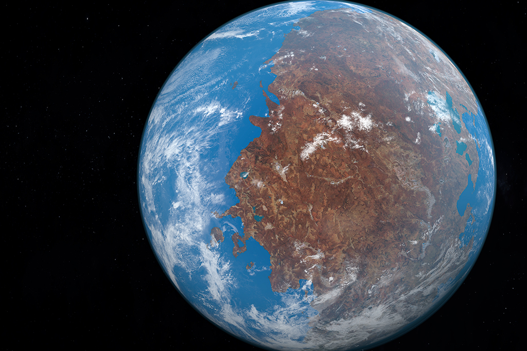 Ilustração 3D da Pangea.