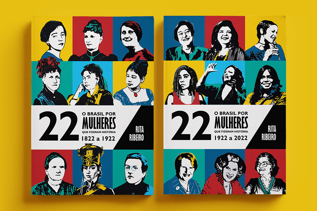 Capas dos dois volumes "O Brasil por 22 mulheres que fizeram história".