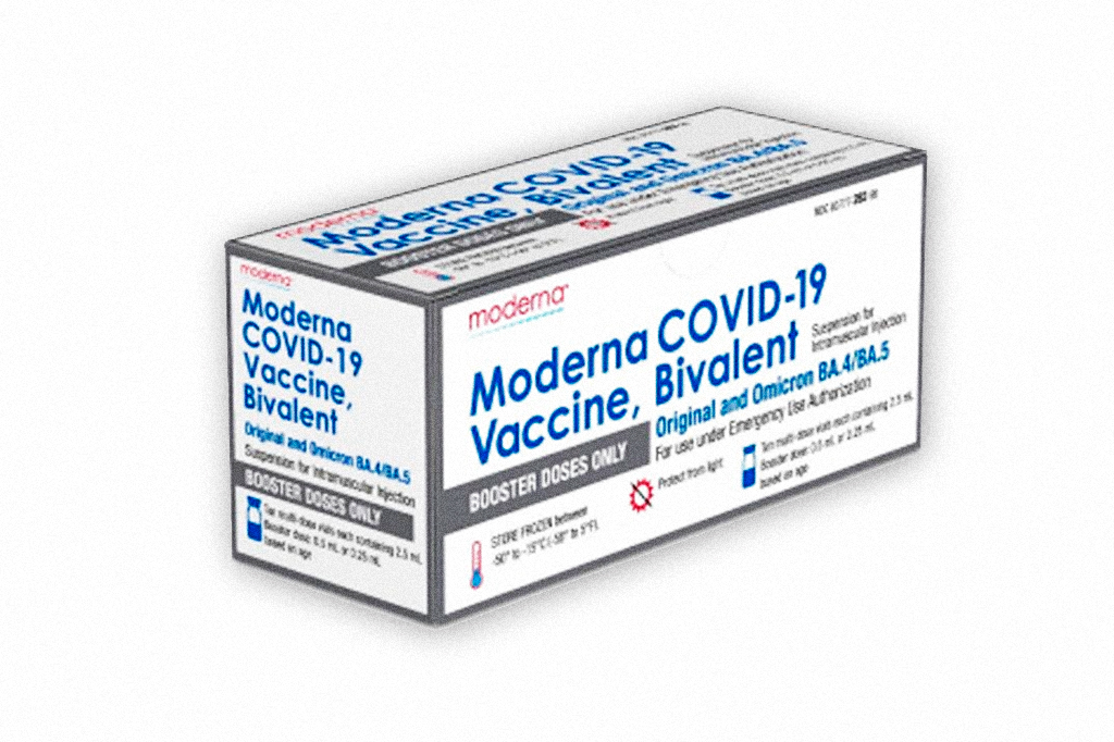 Imagem ilustrativa de uma caixa de vacinas Moderna contra Covid-19.