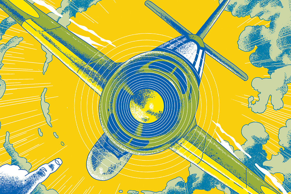 Ilustração de um avião kamikaze.