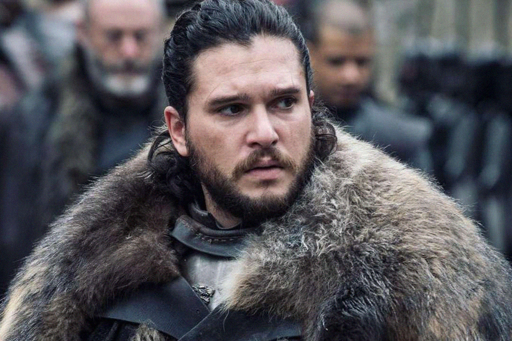Fotografia do personagem Jon Snow da série de televisão Game of Thrones da HBO.