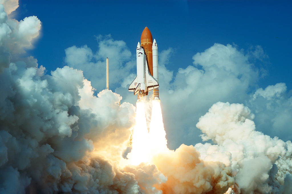 Lançamento do foguete Challenger, em1985.