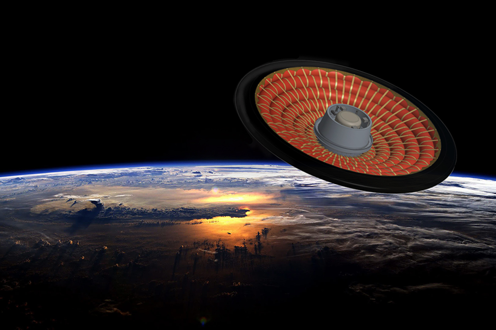 Disco inflável lançado pela NASA.