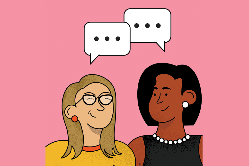 Ilustração de Janja e Michelle Obama conversando.