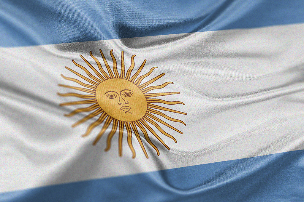 Foto da bandeira da Argentina.