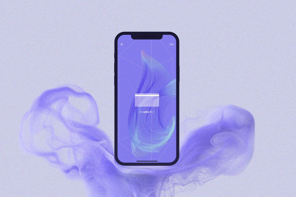 Foto de um celular mostrando uma das telas do aplicativo Lungy.