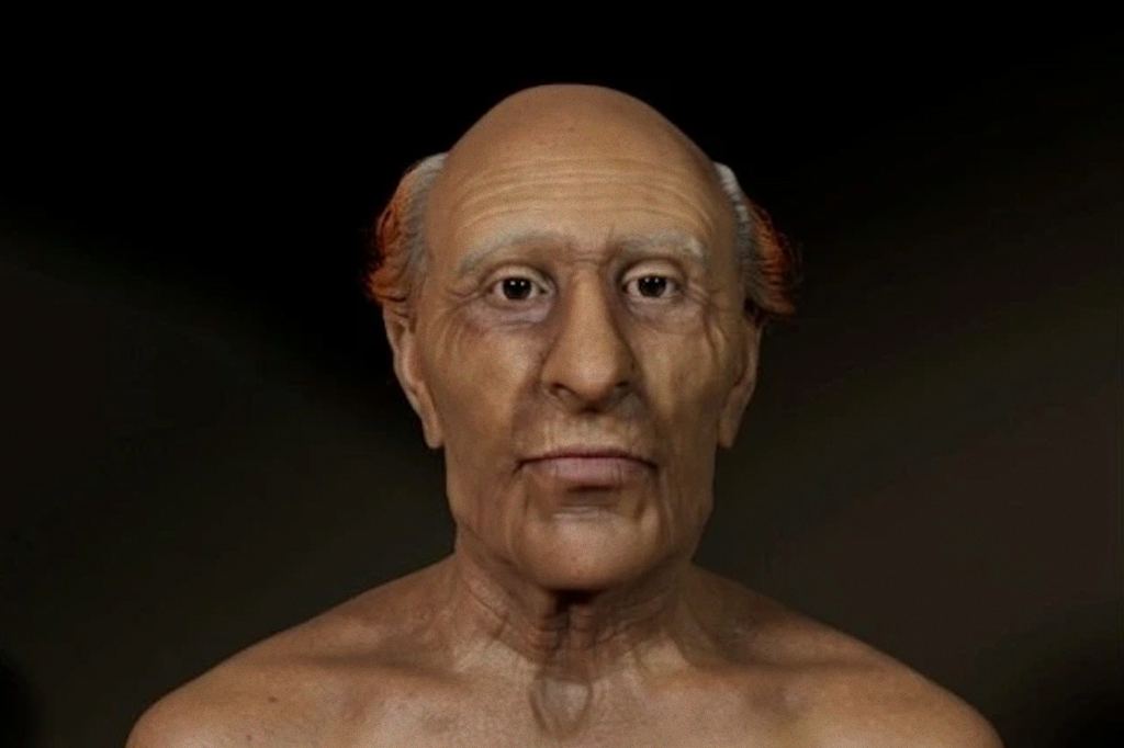 Reconstrução do rosto de Ramessés II mais velho.
