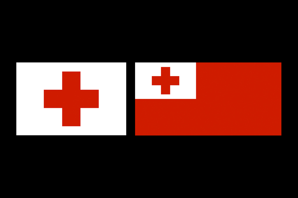 Bandeiras com a cruz vermelha.