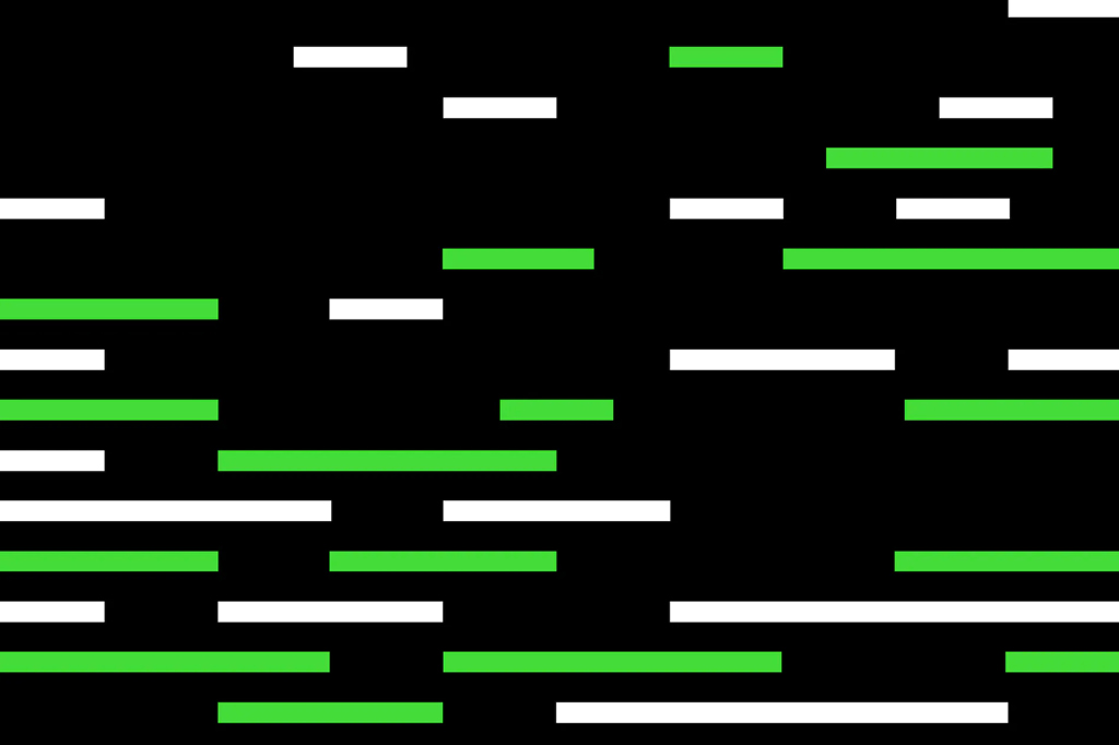 Imagem de divulgação do GPT-4: um fundo preto com retângulos brancos e verdes.