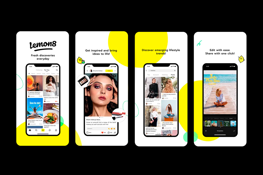 Montagem de divulgação do aplicativo Lemon8.