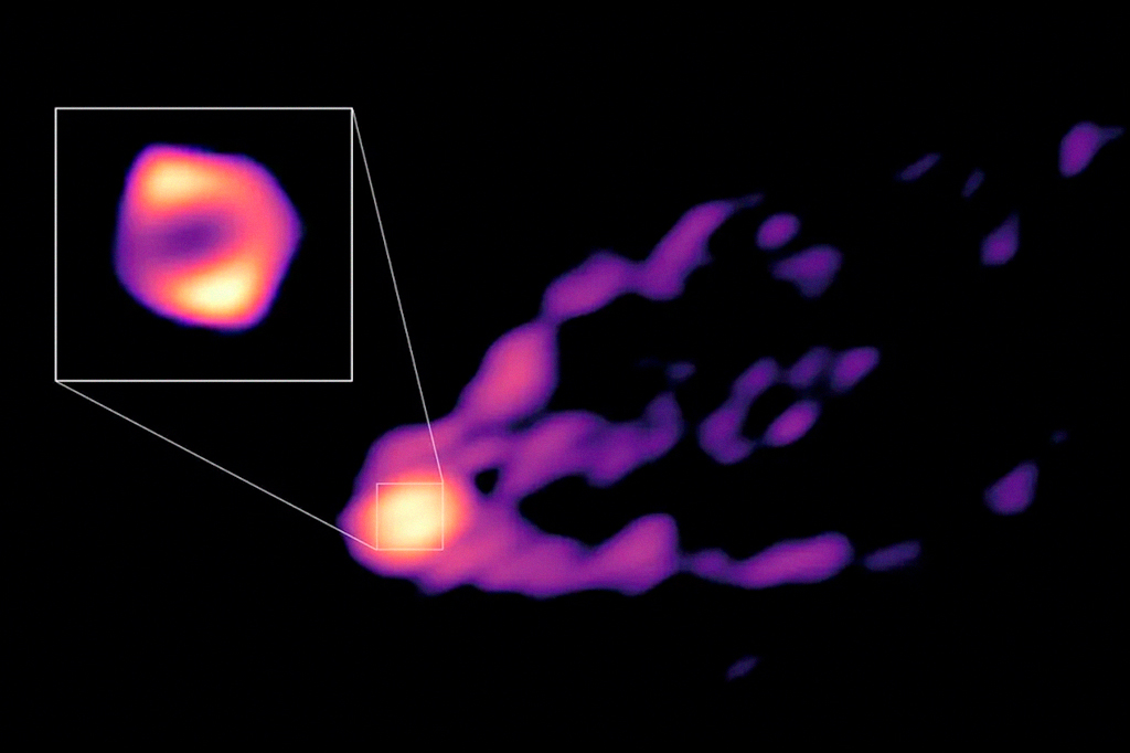 Jato e sombra do buraco negro M87.