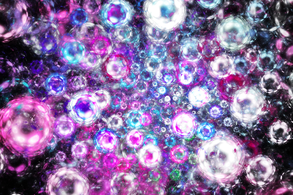 Infinitos universos representados por bolhas.