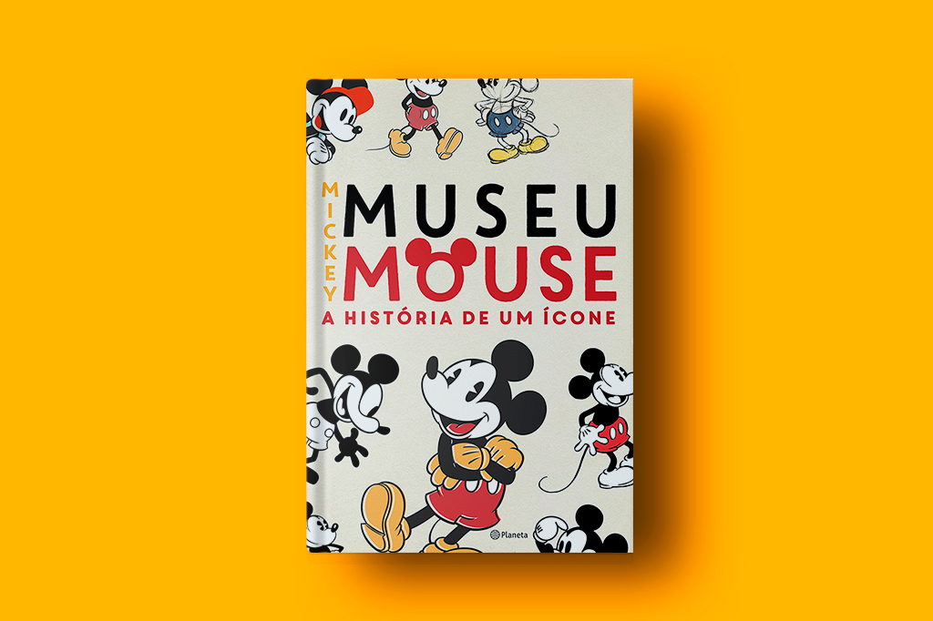 Capa do livro Museu do Mickey Mouse em fundo amarelo liso.