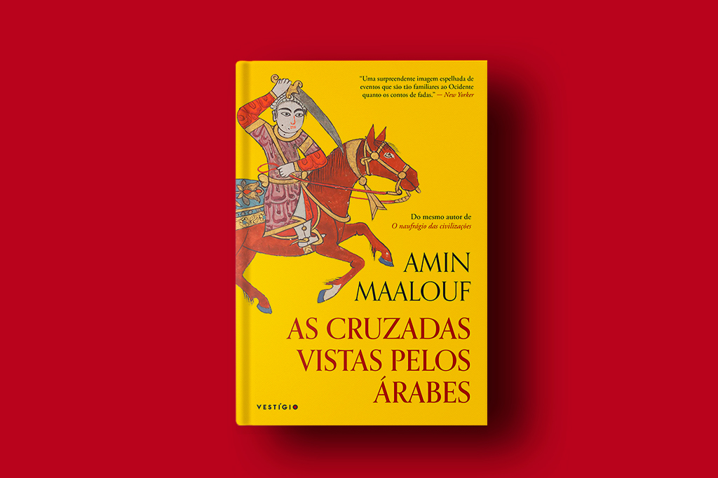Capa do livro As Cruzadas Vistas Pelos Árabes em fundo vermelho liso.