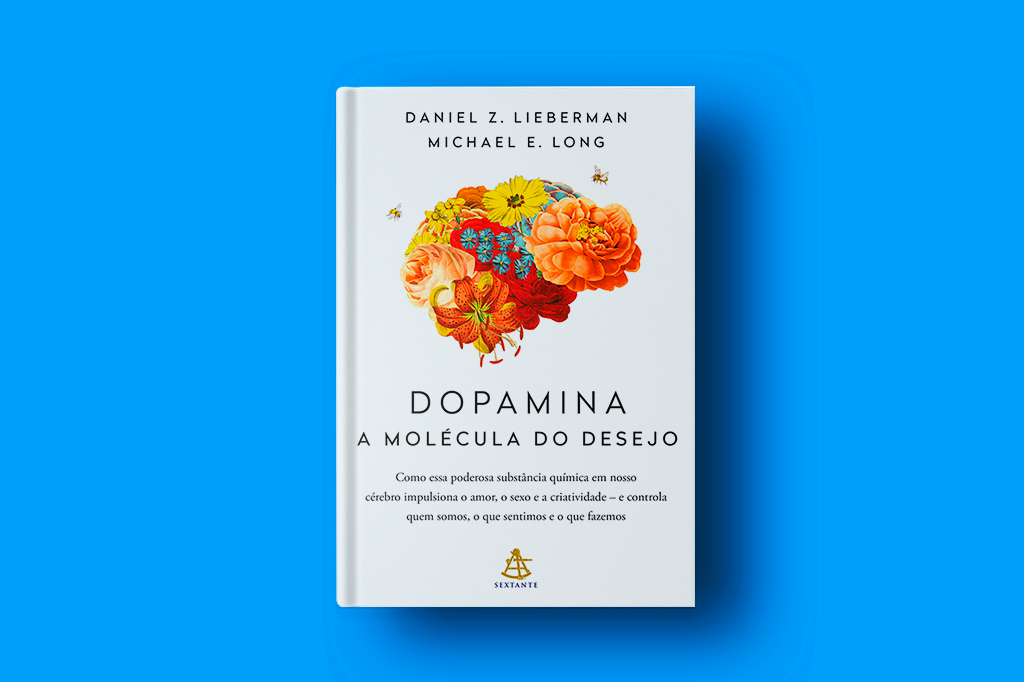SI_451_playlist_dopamina_site Capa do livro Dopamina A Molecula do Sucesso em fundo azul liso.