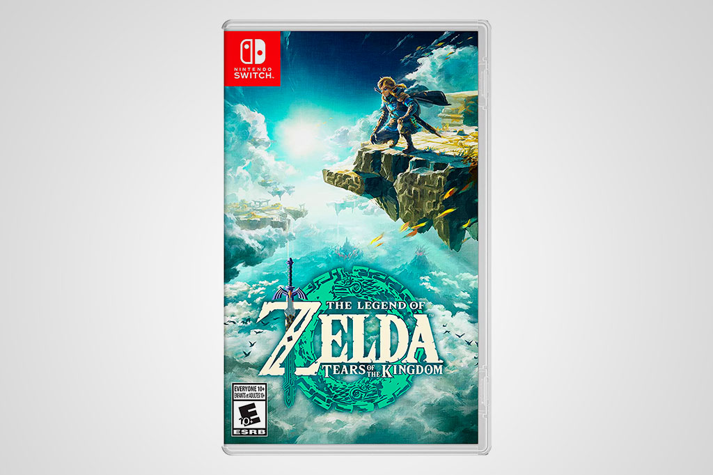 Foto da capa do jogo The Legend of Zelda: Tears of the Kingdom; em fundo cinza.