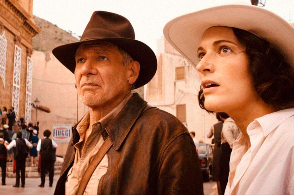 Harrison Ford e Phoebe Waller-Bridge em Indiana Jones e a Relíquia do Destino (2023).