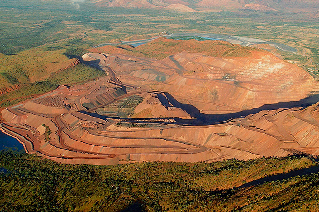 Vista aérea da mina de Argyle, na Austrália, em 2007. Ela encerrou suas atividades em 2020.