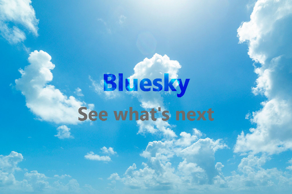 Céu azul com logo BluSky